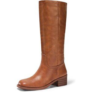 Women's Knee High Boots Square Toe Chunky Block Heel Tall Comfortable Shoes